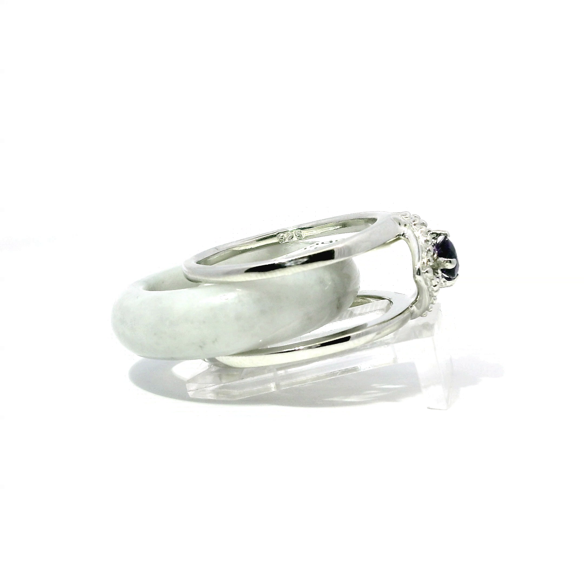 Wuji Jadeite Detachable Ring with Amethyst