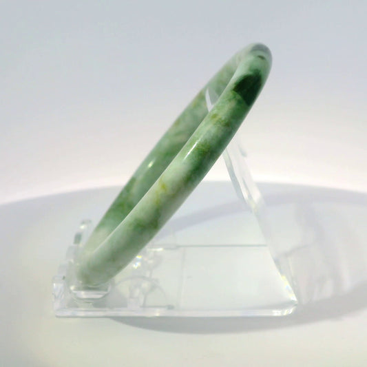59mm Mix Round Jade Bangle, top-down view showing inner diameter, authentic Type A Burma jadeite, Brother Ryan Shop