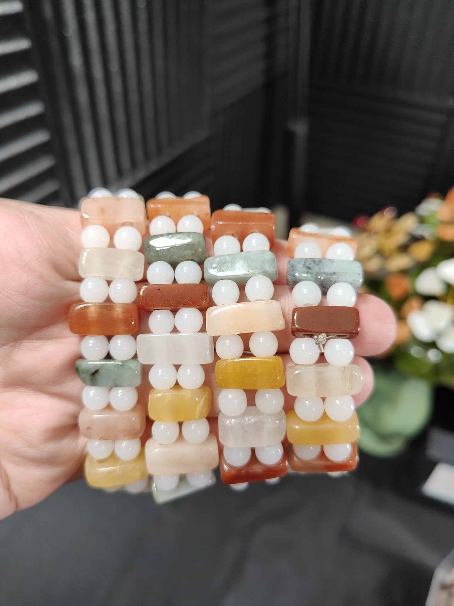 Mixed Jade Double Band Bead Bracelets