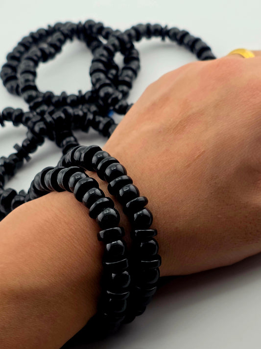 Black Jade Spacer Bead Bracelet