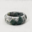HQ S62 Flower Carved Cuffed Jade Bangle Bracelet