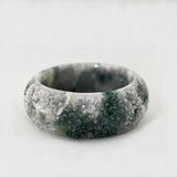 HQ S62 Flower Carved Cuffed Jade Bangle Bracelet