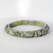 S59 Apple Lavender Twin Dragon Carved Jade Bangle