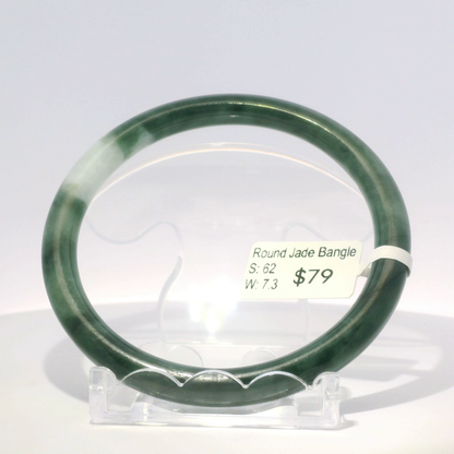 Natural Burmese Jadeite Bangle 62mm imperial white front view - SL087