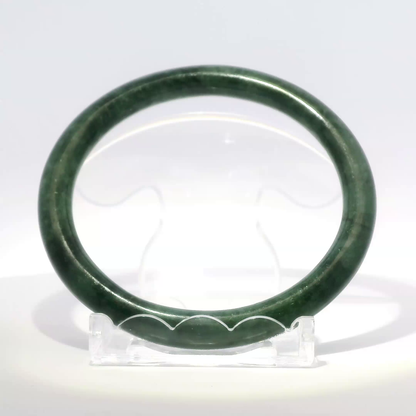 Natural Burmese Jadeite Bangle 61.3mm imperial black front view - SL431