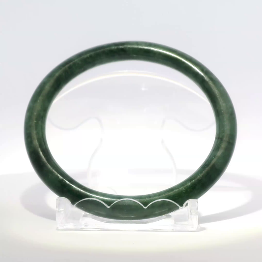 Natural Burmese Jadeite Bangle 61.3mm imperial black front view - SL431