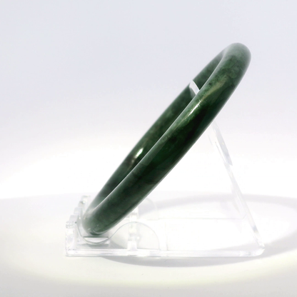 Natural Burmese Jadeite Bangle 61.3mm imperial black side profile view - SL431