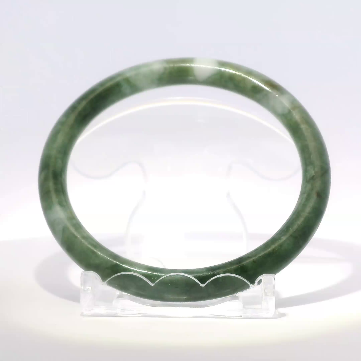 Natural Burmese Jadeite Bangle 61.4mm vintage imperial white front view - SL432
