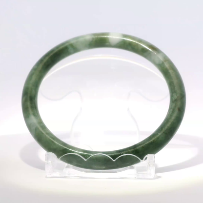Natural Burmese Jadeite Bangle 61.4mm vintage imperial white front view - SL432