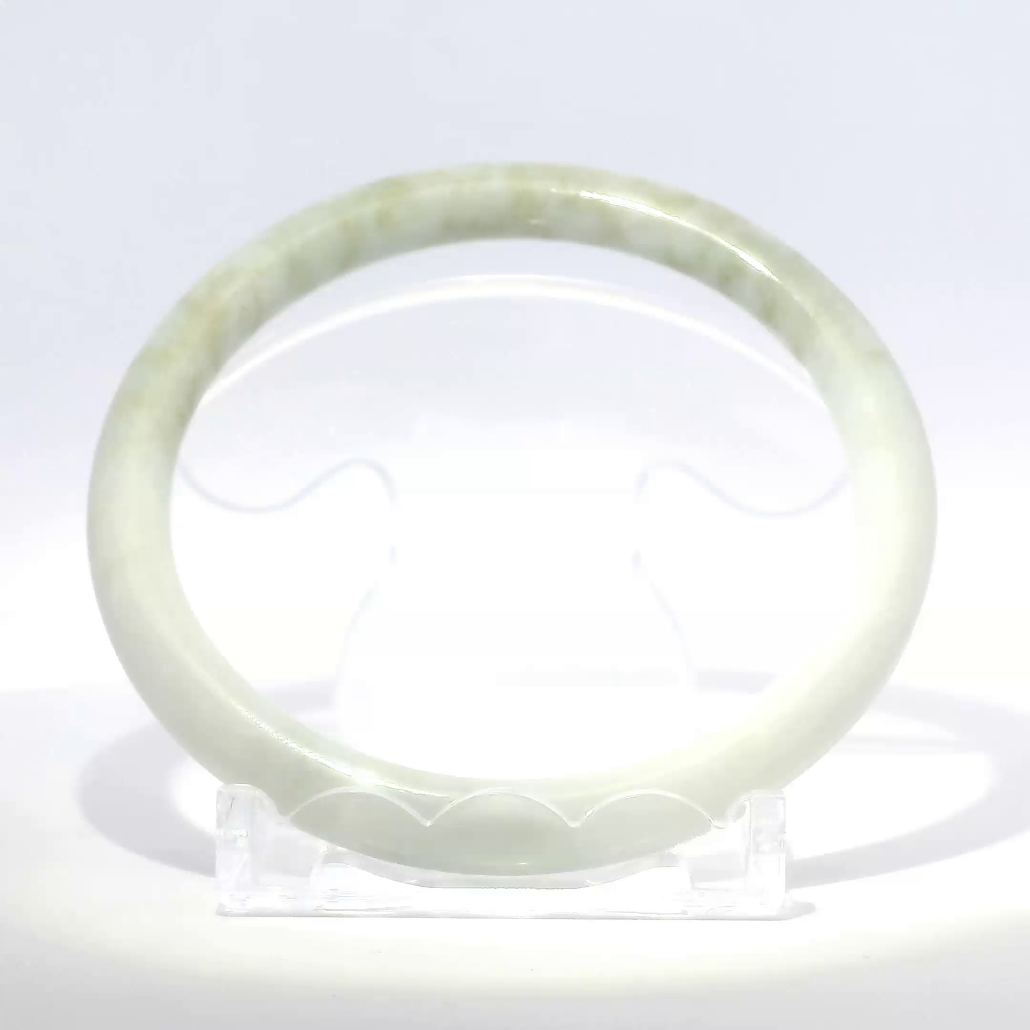 Natural Burmese Jadeite Bangle 61mm white mountain jade lemon yellow front view - SL720