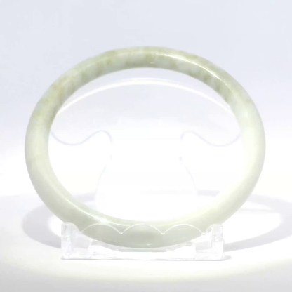 Natural Burmese Jadeite Bangle 61mm white mountain jade lemon yellow front view - SL720
