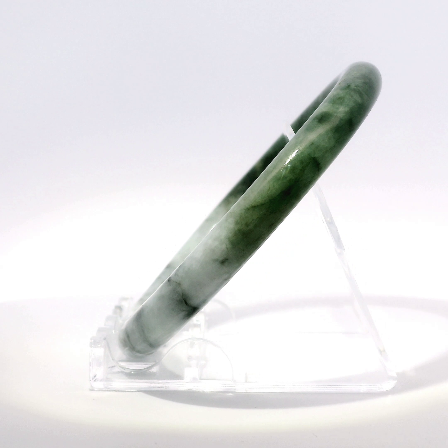 60 Yin-Yang Imperial Green & White Jade Bangle