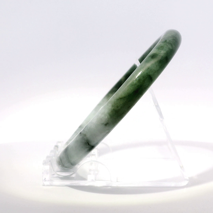 60 Yin-Yang Imperial Green & White Jade Bangle