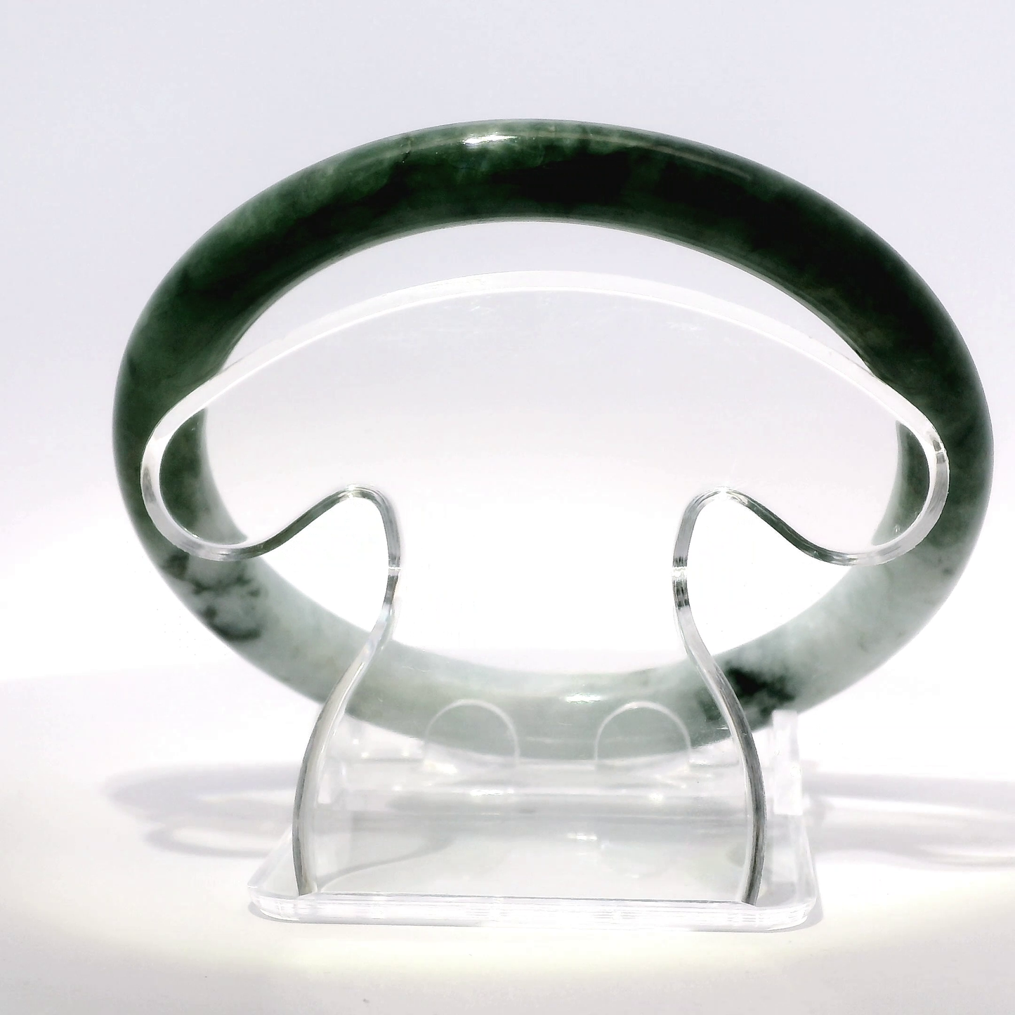 60 Yin-Yang Imperial Green & White Jade Bangle