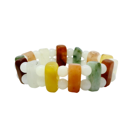 Mixed Jade Double Band Bead Bracelets