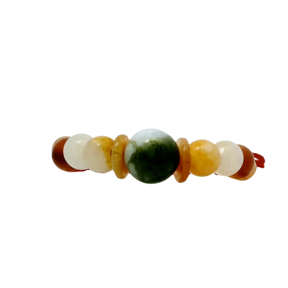 14mm Mixed Jade Adjustable Bead Bracelet