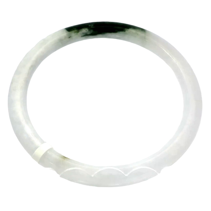 Natural Burmese Jadeite Bangle 61.1mm white imperial green island front view - SL768