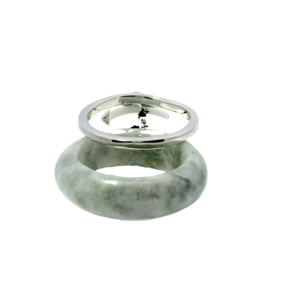 Deep Wuji Jadeite Detachable Ring with Amethyst