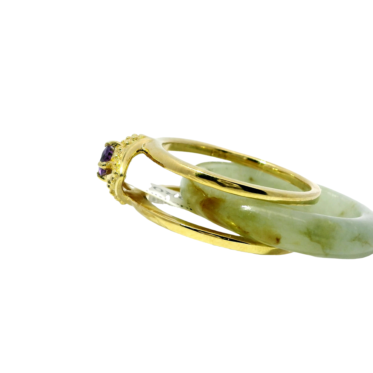 Icy Vintage Jadeite Detachable Ring with Amethyst
