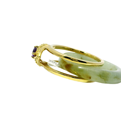 Icy Vintage Jadeite Detachable Ring with Amethyst