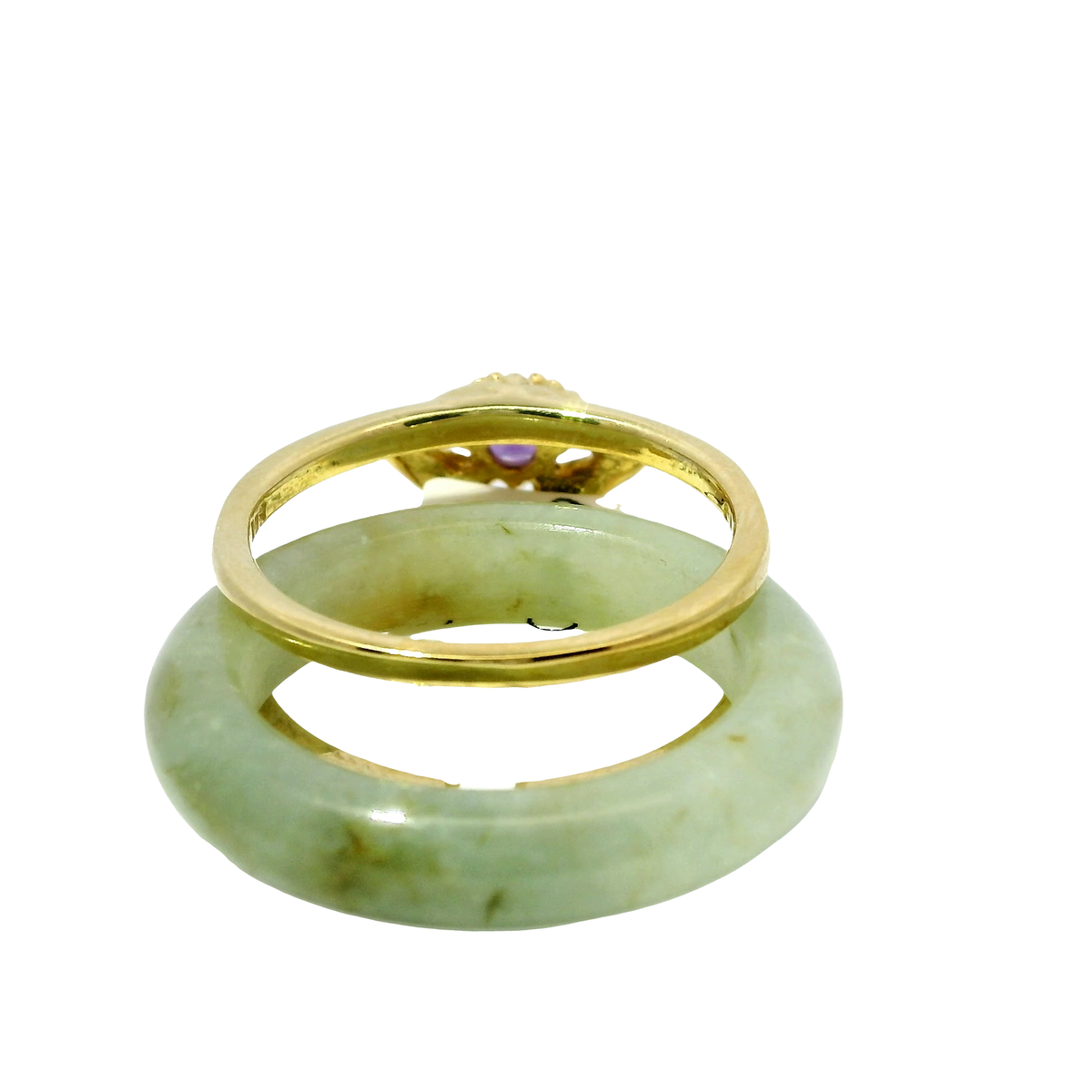 Icy Vintage Jadeite Detachable Ring with Amethyst