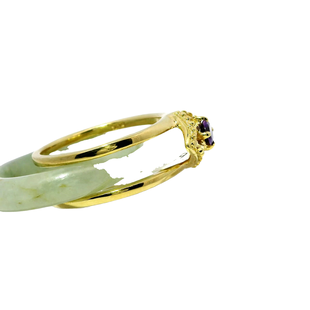 Icy Vintage Jadeite Detachable Ring with Amethyst