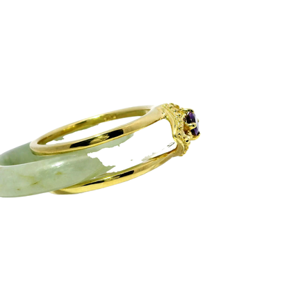 Icy Vintage Jadeite Detachable Ring with Amethyst