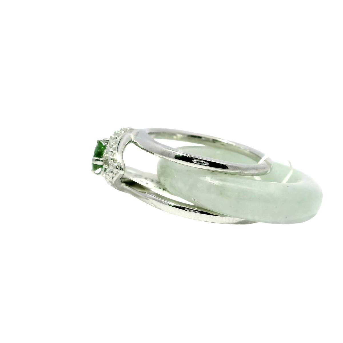 Light Apple Vintage Jadeite Detachable Ring with Chrome Diopside