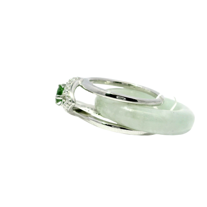Light Apple Vintage Jadeite Detachable Ring with Chrome Diopside