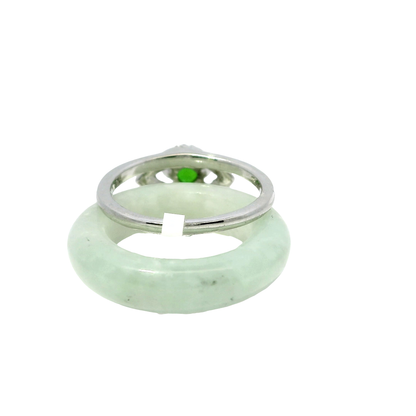 Light Apple Vintage Jadeite Detachable Ring with Chrome Diopside