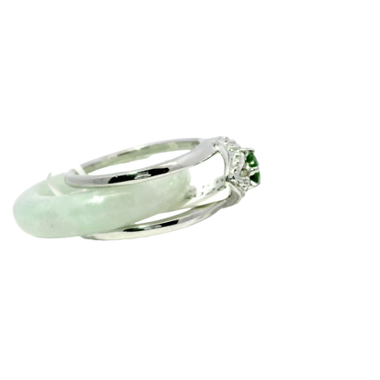 Light Apple Vintage Jadeite Detachable Ring with Chrome Diopside