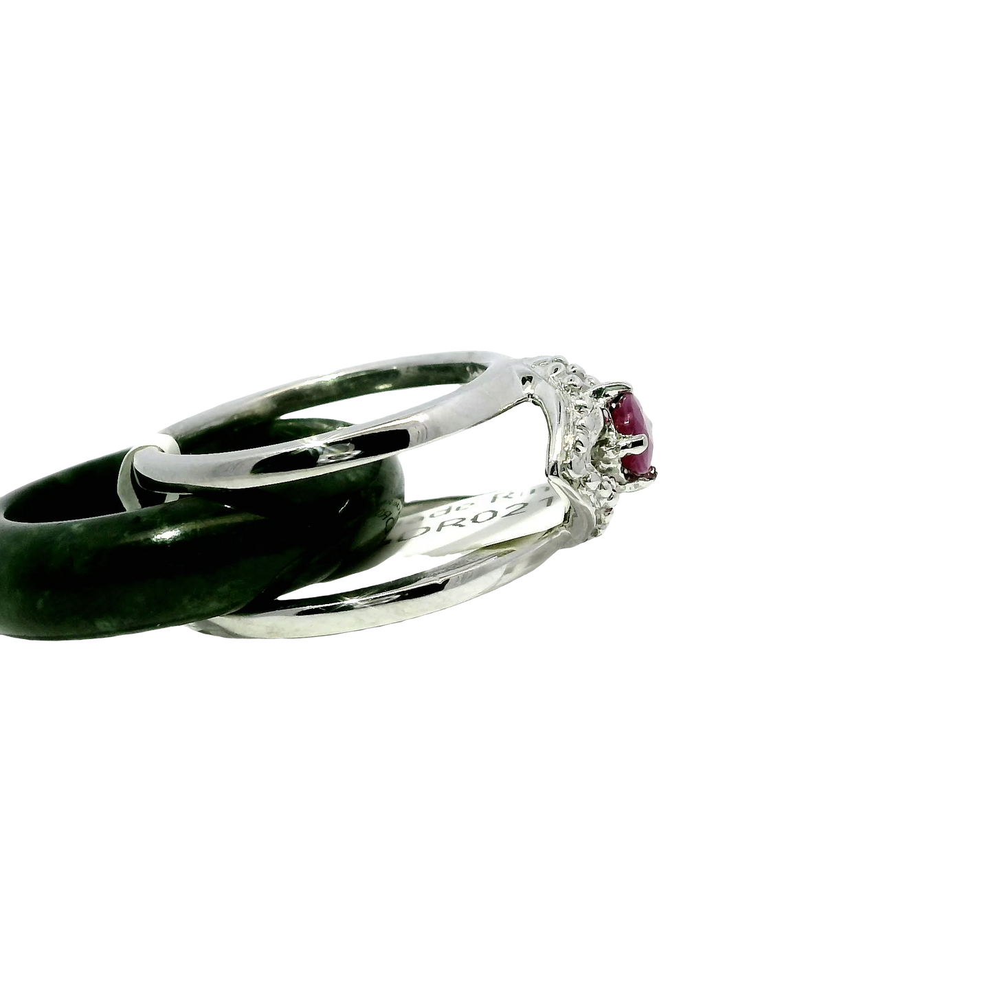Deep Imperial Jadeite Detachable Ring with Ruby