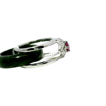 Deep Imperial Jadeite Detachable Ring with Ruby
