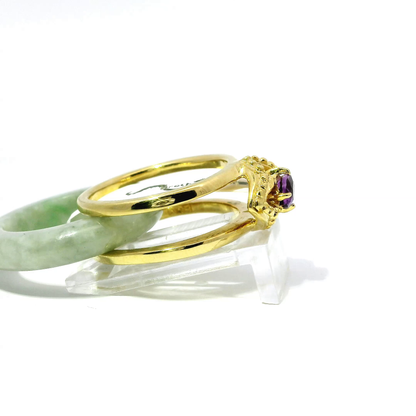 Ocean Blue & Deep Apple Jadeite Detachable Ring with Amethyst