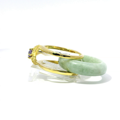 Light Apple Ocean Blue Jadeite Detachable Ring with Amethyst