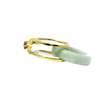 Ocean Blue Wuji Jadeite Detachable Ring with Ruby