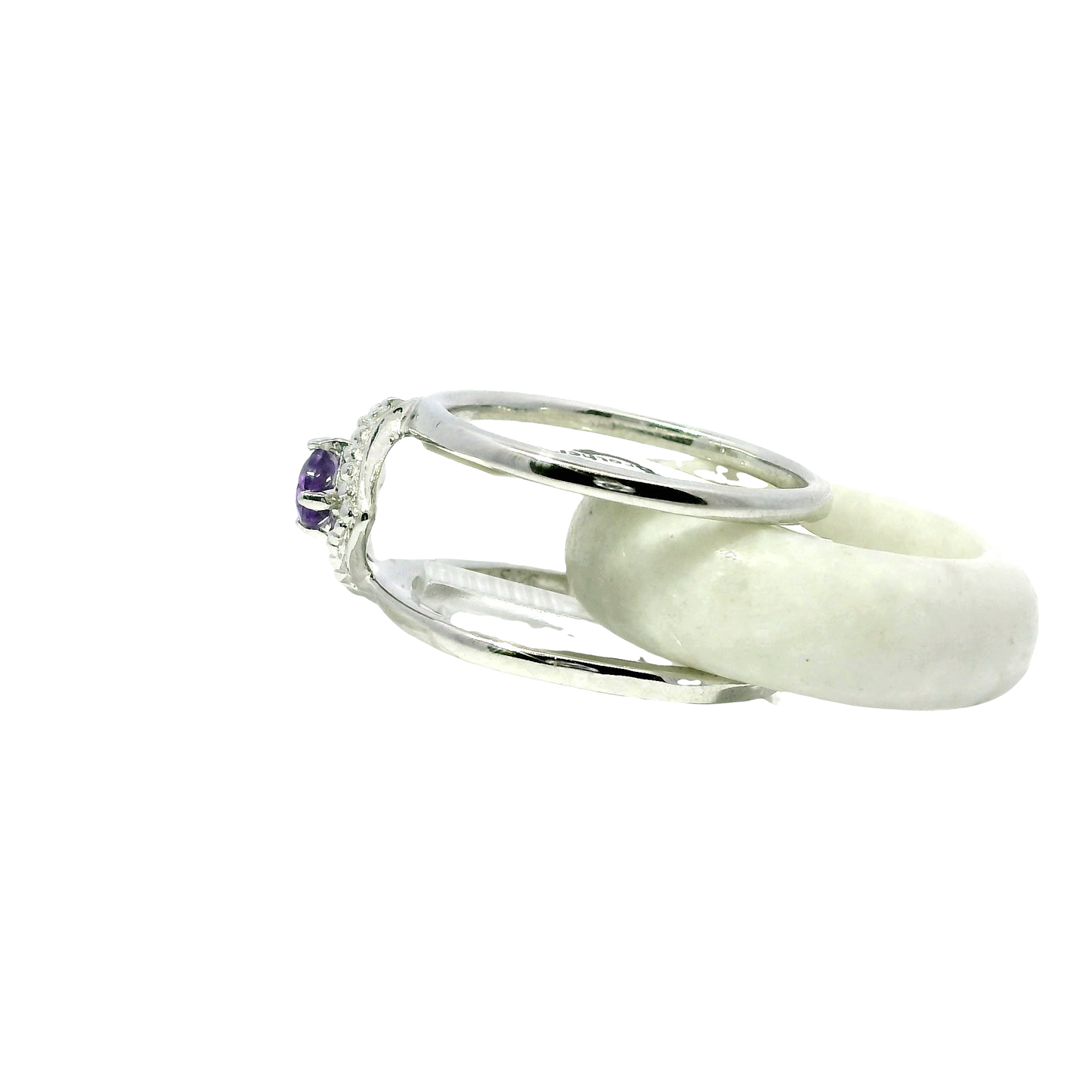 White Jadeite Detachable Ring with Amethyst
