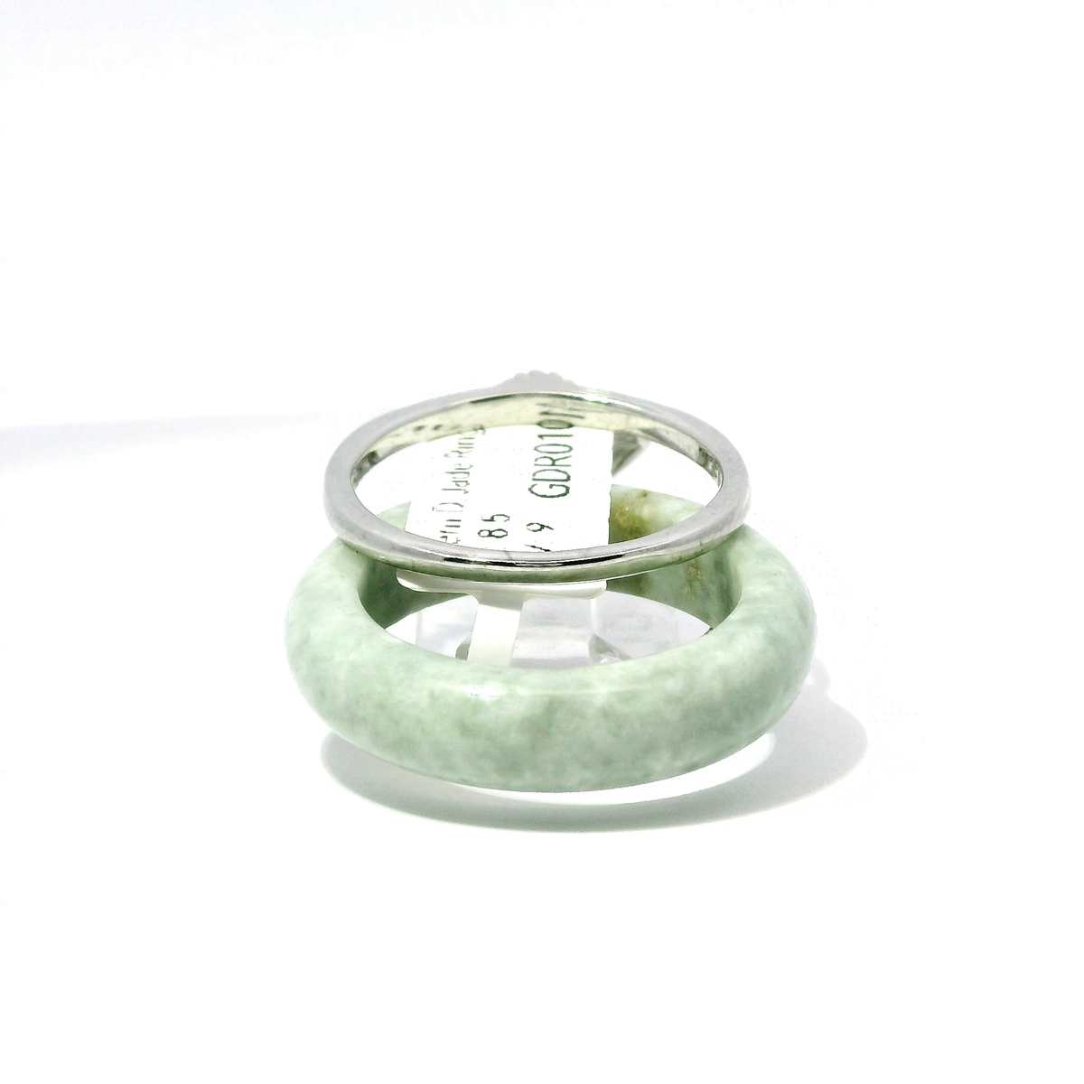Light Apple & White Jadeite Detachable Ring with Chrome Diopside