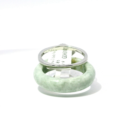 Light Apple & White Jadeite Detachable Ring with Chrome Diopside