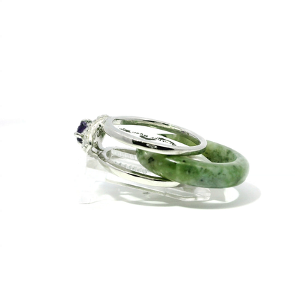 Icy Apple Ocean Detachable Jadeite Ring with Amethyst