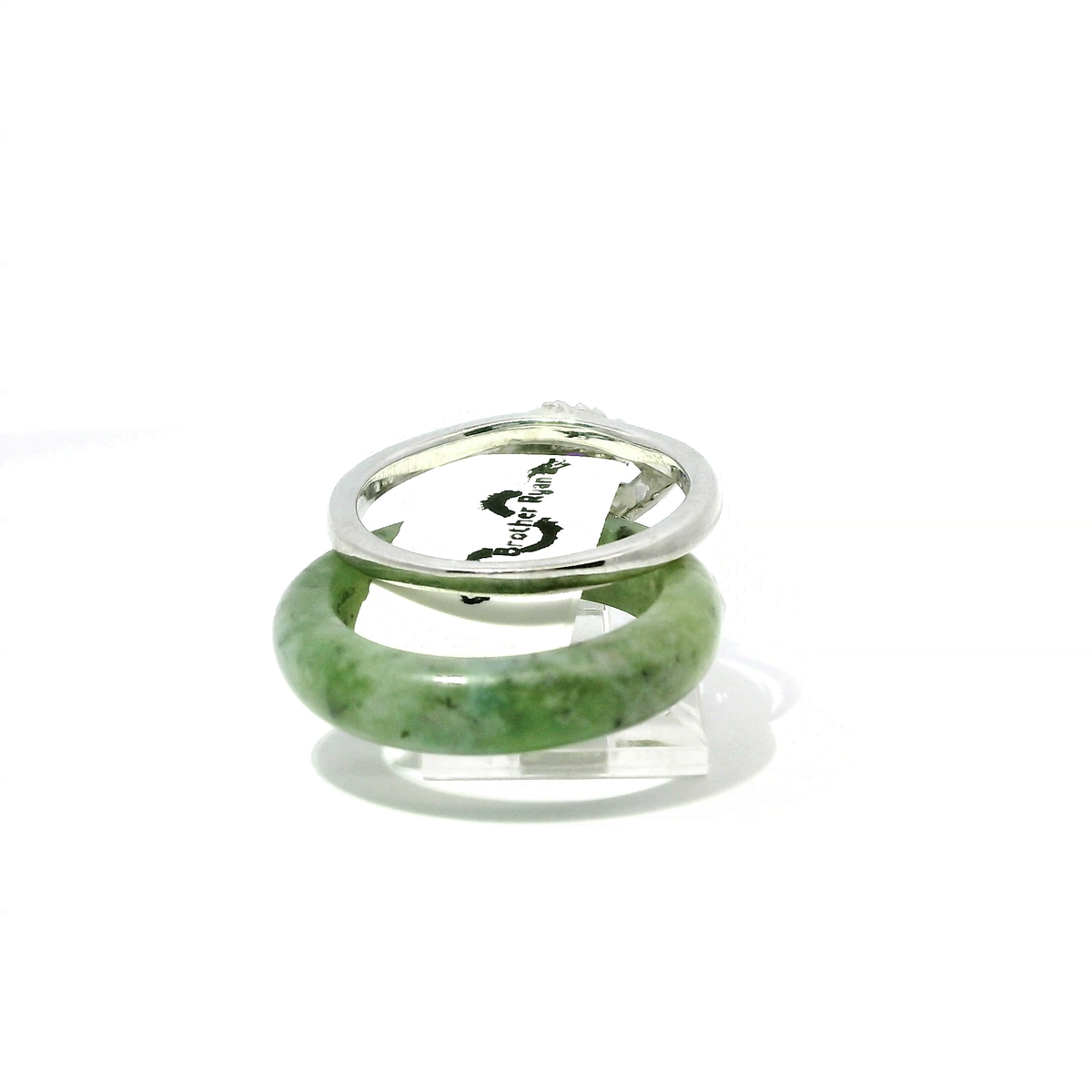 Icy Apple Ocean Detachable Jadeite Ring with Amethyst