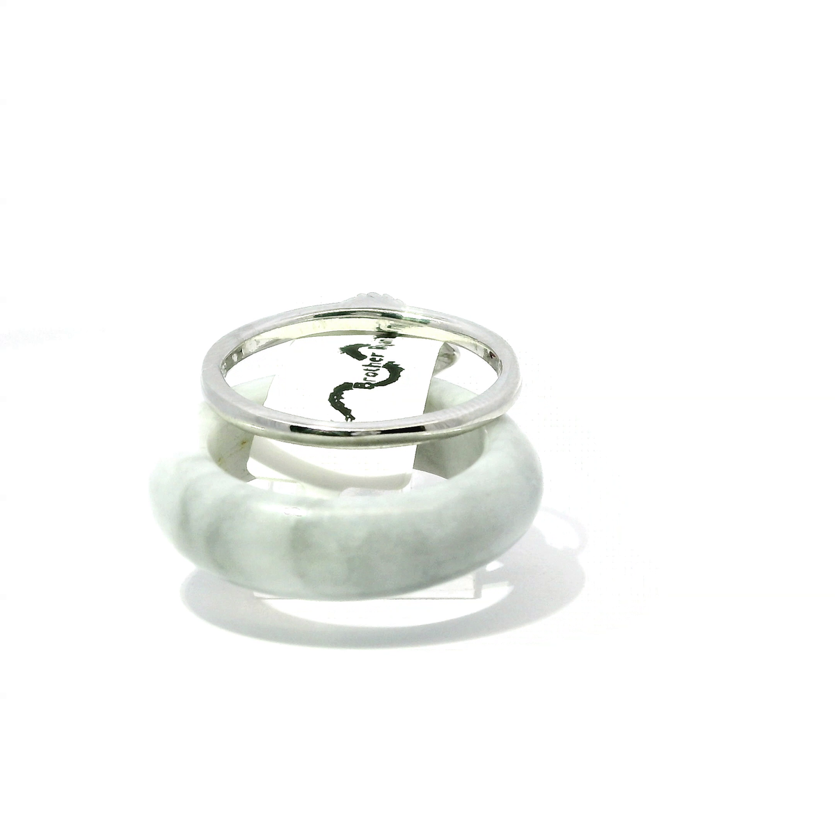 White Wuji Jadeite Detachable Ring with Ruby