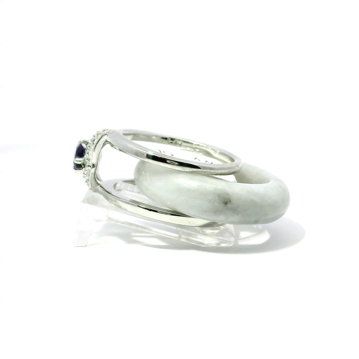 Wuji Jadeite Detachable Ring with Amethyst