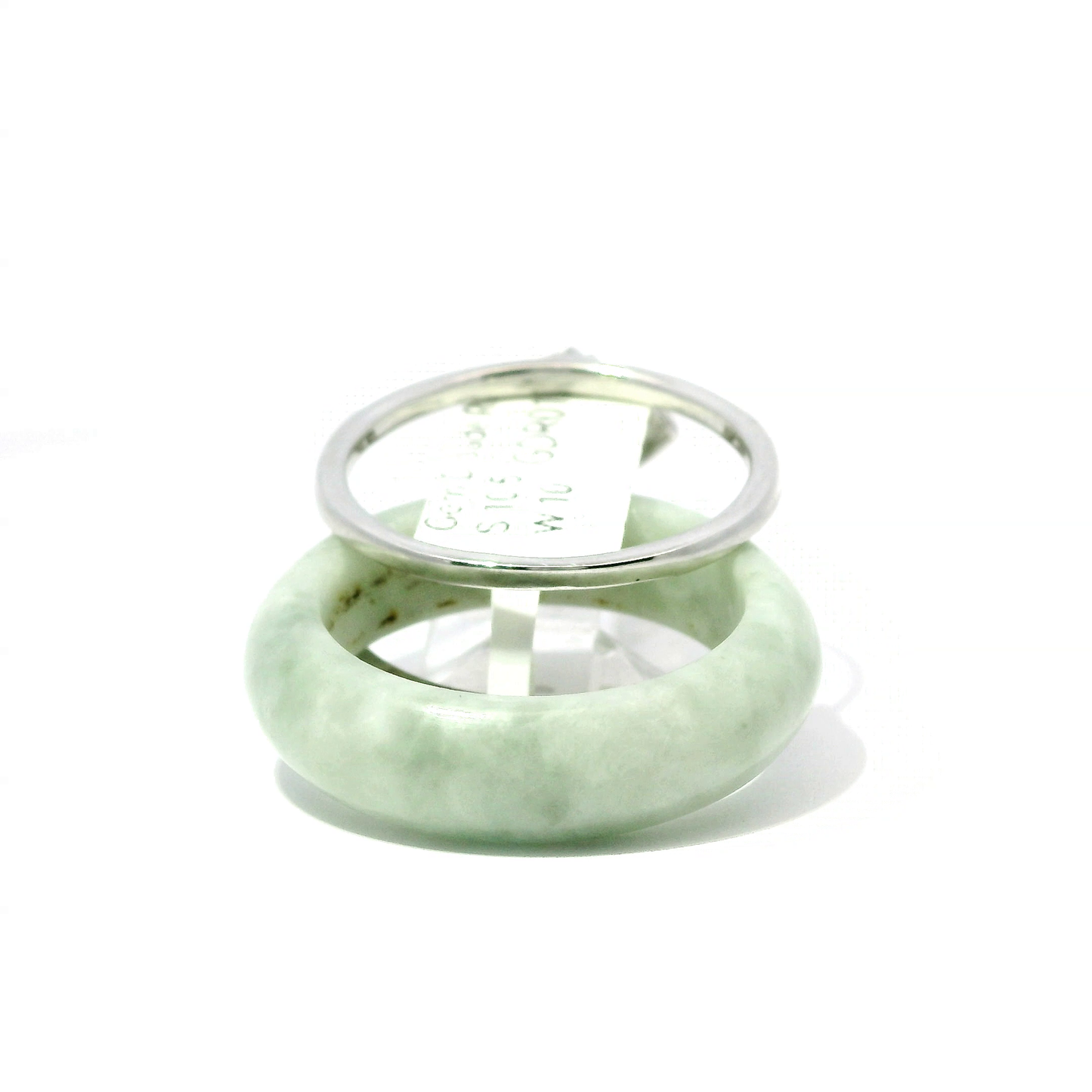 White Light Apple Jadeite Detachable Ring with Chrome Diopside