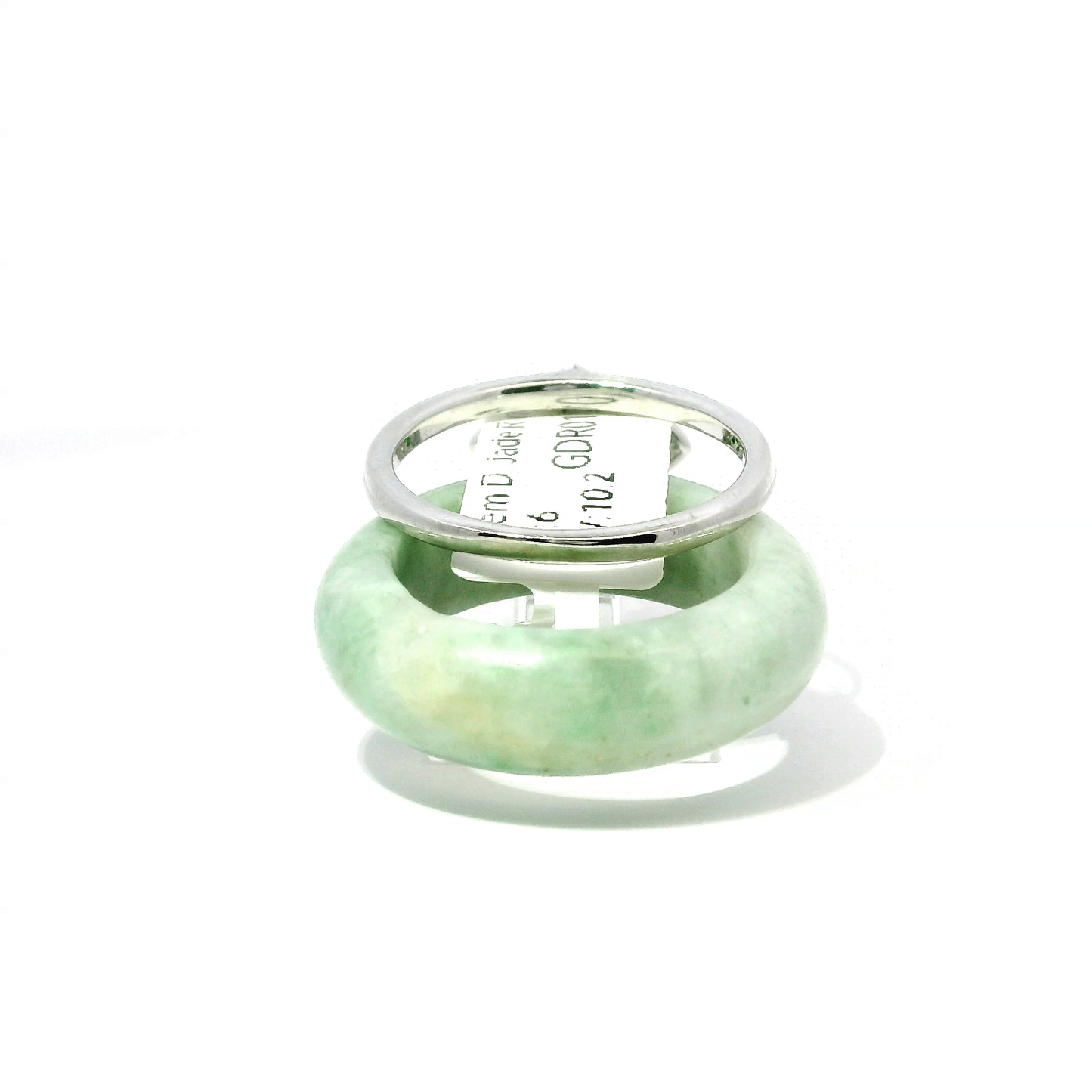 Apple Green Burmese Jadeite Detachable Ring with Chrome Diopside
