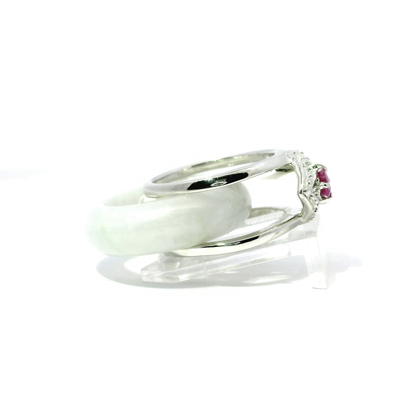 White Jadeite Detachable Ring with Ruby