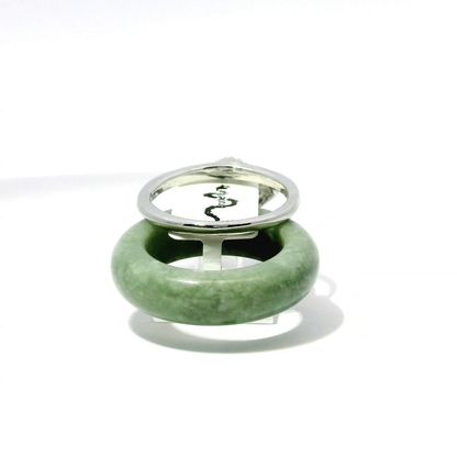Ocean Blue Imperial Jadeite Detachable Ring with Chrome Diopside
