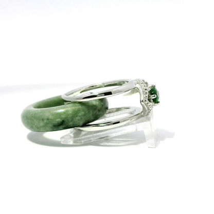 Ocean Blue Imperial Jadeite Detachable Ring with Chrome Diopside