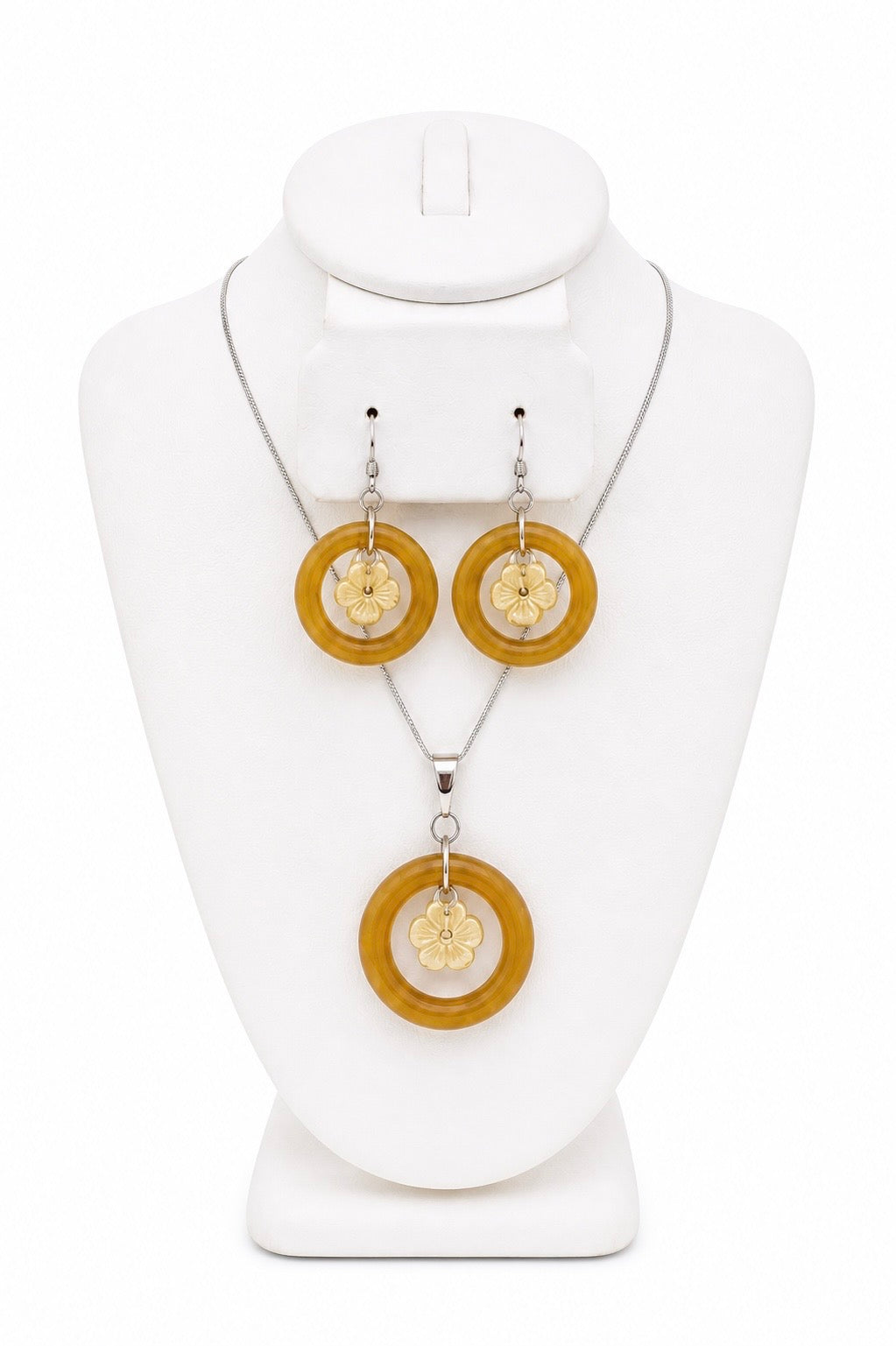 Dancing Mother of Pearl Jade hoops Set