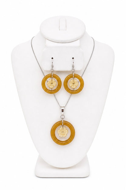 Dancing Mother of Pearl Jade hoops Set